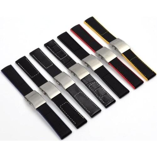 22mm Black Yellow Red Blue Nylon Rubber Watch band For Breitling Strap NAVITIMER WORLD Avenger navitimer bracelet