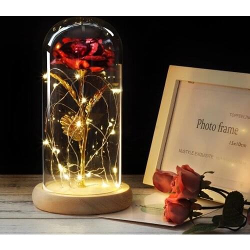 Beauty And The Beast Rose LED Enchanted Galaxy Rose Eternal Flower Lights In Dome For Christmas Mothers Valentines Day Gift