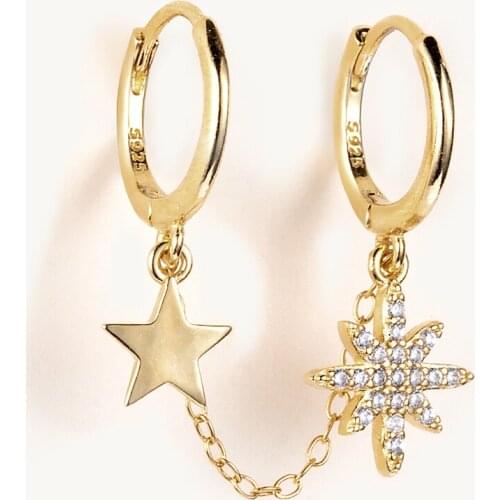 BOAKO 1PCS Crystal CZ Earring 925 Sterling Silver Earrings For Women Pendiente Piercing Ohrringe Hoop Earing Luxury Fine Jewelry