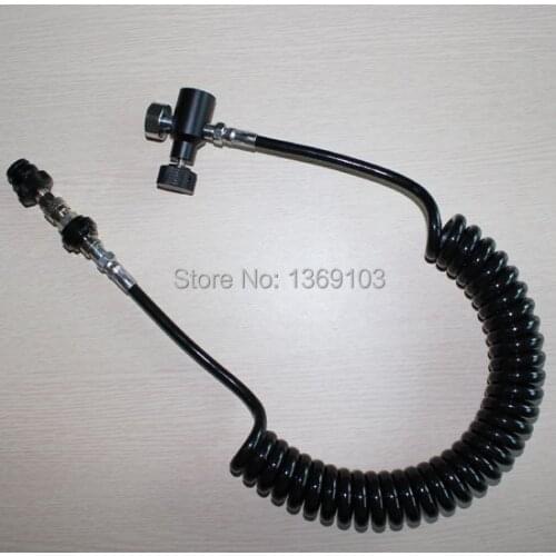AIRSOFT Coil Remote Hose Thick line 3.5M WITH 1500psi gauge AND Slide Check paintball New