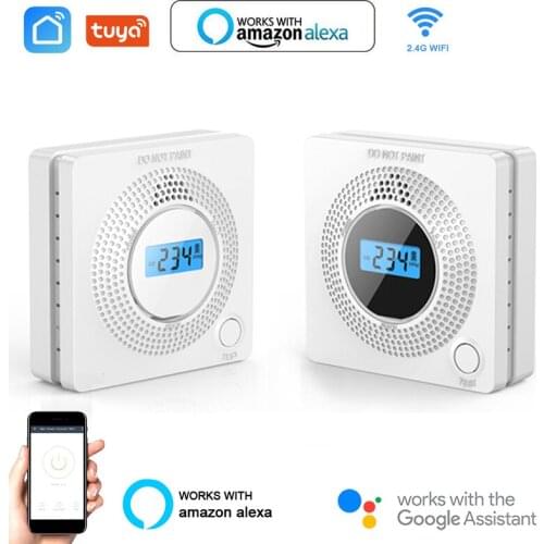 WiFi Carbon Monoxide Detector Household Gas Alarm Tuya Smart APP Battery Powered CO Detection Alarm Smart Home Security System