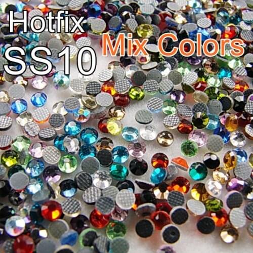 Mix Colors ss10 1440pcs DMC HotFix FlatBack Rhinestones trim strass DIY iron on glass Hot Fix rhinestones