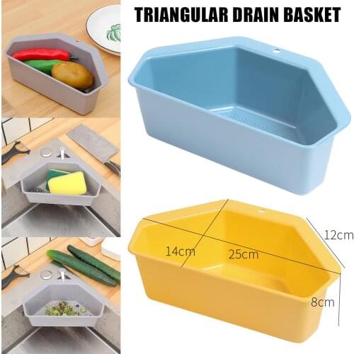 Triangular Corner Sink Drain Rack Shelf Basket Food Strainer Vegetable Fruit Drainer Sponge Holder Kitchen Filter JAN88