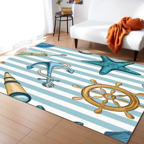 Anchor Starfish Stripes Carpets for Bedroom Home Decor Carpets Kawaii Rugs and Carpets for Home Living Room Outdoor Rug