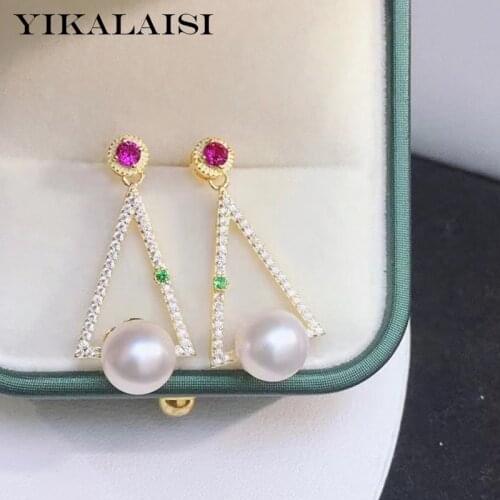 YIKALAISI 925 Sterling Silver Earrings Jewelry For Women 9-10mm Oblate Natural Freshwater Pearl Earrings 2021 New Wholesales