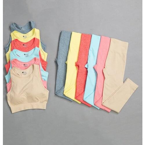 Womens Tracksuit Sport Yoga Set Padded Push Up Sports Bra Vest Seamless High Waist Leggings Athletic Clothes 2 Piece Suit