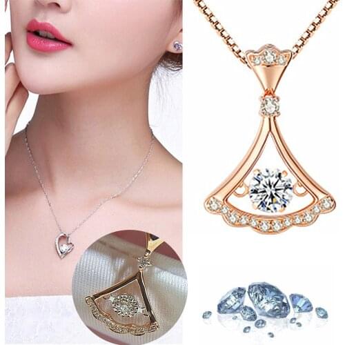Skirt Pendant Necklace Crystal Rose Gold Chains Choker 2021 Latest Necklace for Women Jewelry Gift Collier Femme Drop Shipping