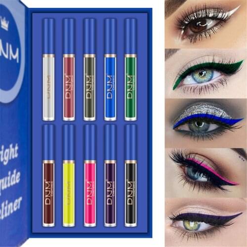 10PC Colorful Neon Liquid Eyeliner Quick Dry Waterproof Eyes Makeup Liquid Eye Liner White Blue Eyes Cosmetics