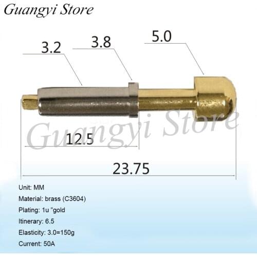 10pcs Pogo Pin Probe Die for Over 40A High Current Spring Contact Needle PCB Plate Contact Conductive Needle
