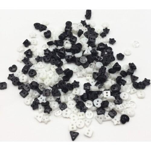 1000pcs 6mm Black and White Mixed Mini Doll Clothing Button 2 Holes Flatback Buttons DIY Handmade Sewing Scrapbook Accessories