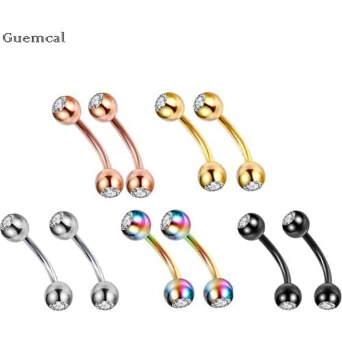2pcs Stainelss Steel 3mm Ball Spike Eyebrow Piercing Curved Barbell Ring Body Piercing Septum Sieraden