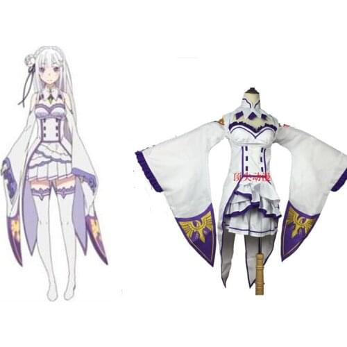 2016 Re Zero kara Hajimeru Isekai Seikatsu Emilia Cosplay Costume