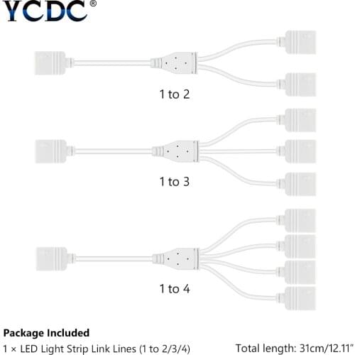 4 Pin RGB Connector Cable 1 to 2 3 4 Female to Male Splitter Connector Extension Cable for 3528 5050 5630 RGB LED Strip Light