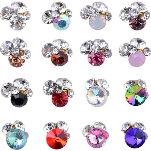 5pcs 3D Nail Crystals Rhinestone AB Charms Square Round Nail Gems Nail Art Decoration Manicure Accessories Nail Shiny Jewelry
