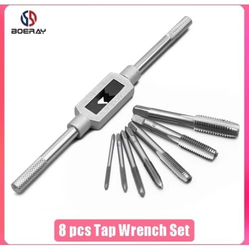 8pcs Metric Tap Wrench Drill Set M3-M12 Hand Screw Thread Tap Adjustable Drill Bit Wrench Tapping Holder Tools