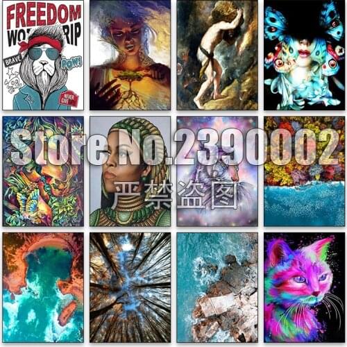 Woman Lion Cat 5d Diy Diamond Painting Cross Stitch Diamond Embroidery Mosaic Posters Full Square Drill Gifts Sewing & Knitting