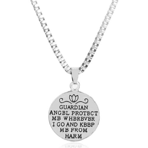 Guardian Angel Protect Me Necklace for Woman Wherever I Go and Keep Me From Harm Pendant Charms Jewellery Necklaces for Teen
