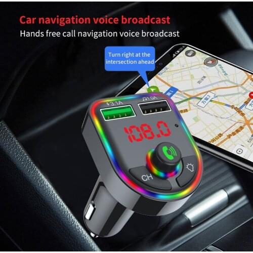 Car Kit Dual USB Fast Charger Wireless Handsfree Bluetooth 5.0 FM Transmitter Easily Installation Personal Car Element