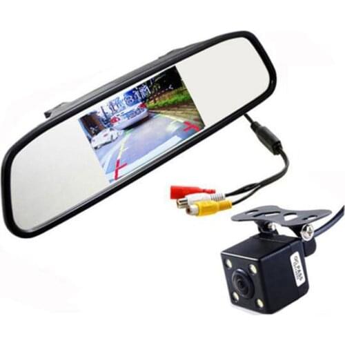 Ccd Video Auto Parking Monitor 4 LED night Reversing CCD Car Rear View Camera With 4.3 inch Car Rearview Mirror Monitor