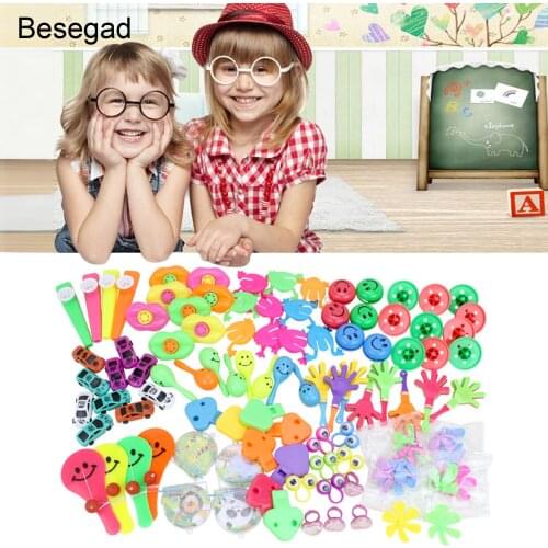 Besegad 100pcs Funny Hand Clappers Jumping Frogs Whistles Carnival Prizes for Kids Children Birthday Party Favors Supplies