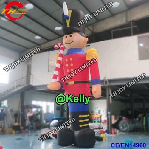 Free door shipping giant advertising inflatable cartoon for sale, inflatable soldier with candy cane for christmas