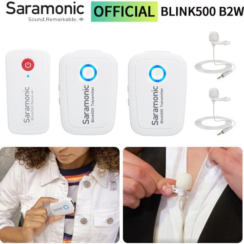 Saramonic Blink500 B1W/B2W 2.4GHz Dual-channel Wireless Microphone System 6 hours battery with lavalier for Smartphone DSLR