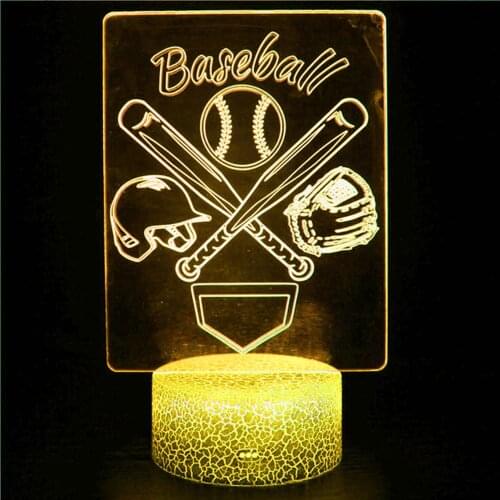 LED night light baseball PVC logo badge LOGO icon image full set model touch remote control 16 color stereo vision 3D gift light