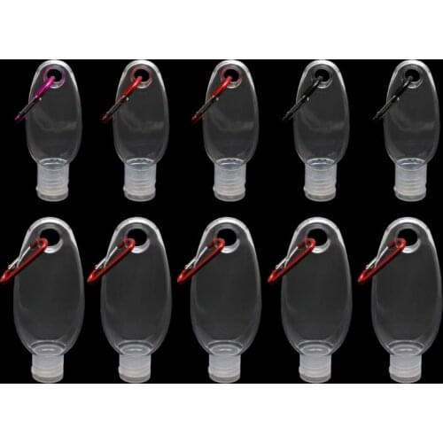 5Pcs 30ml 60ml Mini Reusable Portable Empty Hook Spray Bottle Keychain Carrier 667D