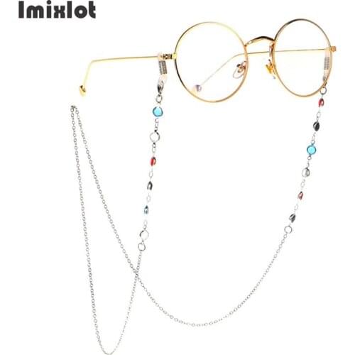 1PC Fashion Womens Gold Silver Sunglasses Chains Anti-Lost Reading Crystal Beaded Glasses Chain Eyewear Cord Lanyard Necklace