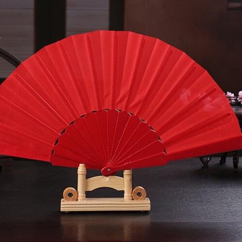 Chinese Style Decorative Fans Plastic Bamboo Solid Color Folding Hand Held Dance Fans Flower Party Wedding Prop