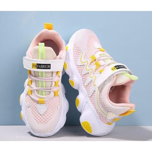 2021 Autumn Kids Sneakers For Girls Fashion Casual Breathable Mesh Student Children Shoes Pink Girls Sports Running Child Shoes
