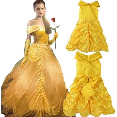 2019 Summer Beauty And Beast Cosplay Princess Belle Kids Carnival Costume Girl Princess Dress For Christmas Halloween Dress 10Y