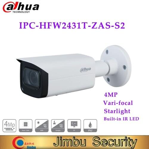 Dahua 4MP Lite IR Vari-focal Bullet Network Camera HFW2431T-ZAS-S2 starlight IVS Built-in IR LED surveillance camera outdoor