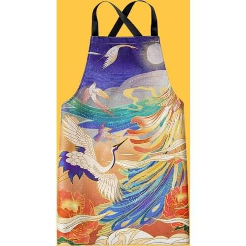 Chinese Style Phoenix Cotton And Linen For Men Cooking Baking Accessories Korean Supplies Chef Cute Womens Kitchen Aprons