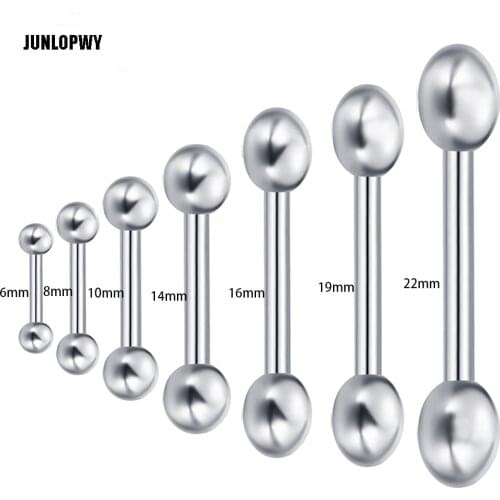 JUNLOPWY Wholesale 7 Sizes 140pcs Body Jewelry Stainless Steel Tongue Rings Industrial Barbell Tragus Earring Piercing Cartilage