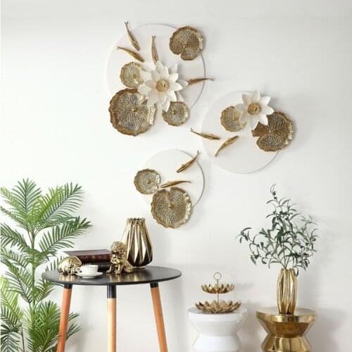 Creative 3D Stereo Wall Sticker Fish Lotus Leaf Resin Flowers Crafts Decoration Home Sofa TV Background Wall Hanging Ornaments