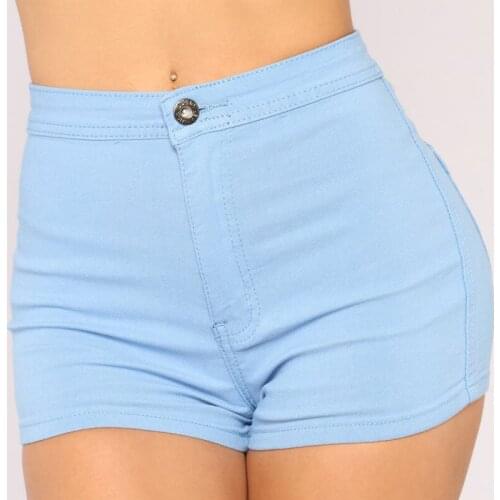 Summer Casual High Waisted Denim Shorts Women Candy Color Short Jeans Ladies Slim Short Trousers Female
