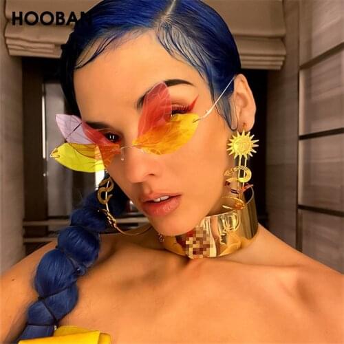 HOOBAN Fashion Rimless Dragonfly Wing Sunglasses Women Brand Design Butterfly Ladies Luxury Glasses Shades Eyewear UV400