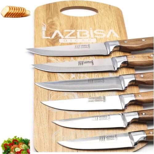 Knife Chef Knife Set of 7 Kitchen Knives Sharpener Cutting Board Meat Bread Vegetable Fruit Knife
