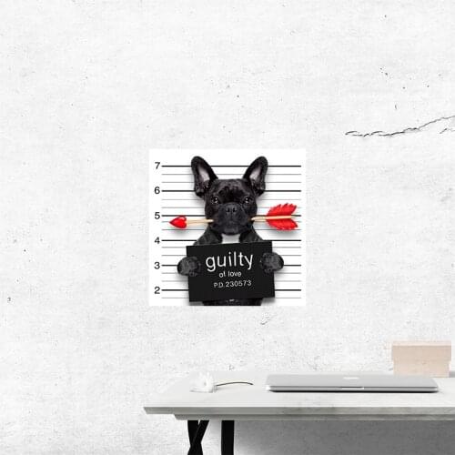 Three Ratels FTC-882 Cute Guilty of Love French Bull Boston Terrier Dog Wall Sticker Decal Guitar Laptop kitchen decoration