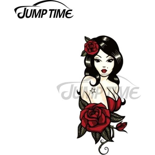 Jump Time 13 x 5.5cm For Bella Donna Sexy Girl Car Stickers Windows Waterproof Decal Motorcycle Helmet Laptop Bumper Decoration