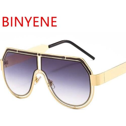 2021 New One-Piece Oversized Square Sunglasses Women Luxury Brand Metal Frame Color Sun Glasses Men Retro Gradient goggles UV400
