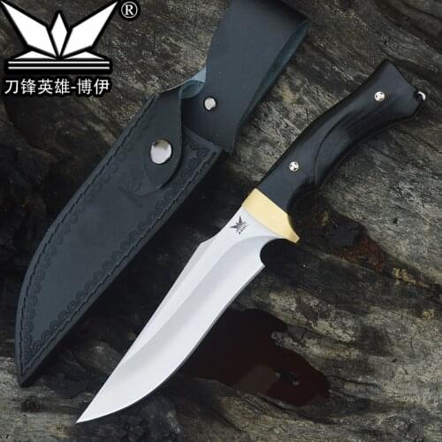 Outdoor Camping Knife 440C Fixed Blade knife with sheath Wood Handle Tactical Survival Knives Self defense TOOL EDC RESCUE Tanto