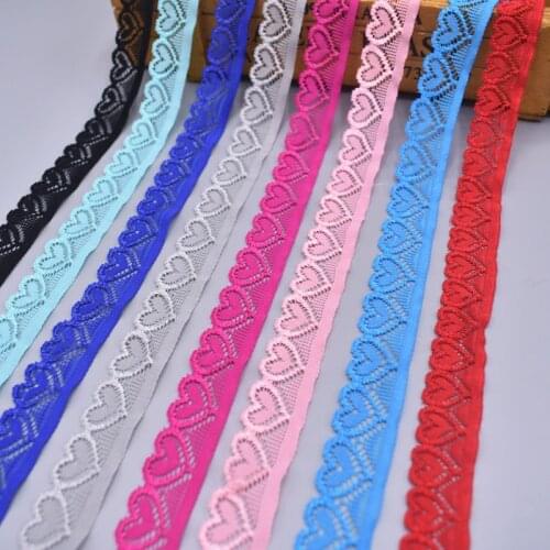 Wholesale 10 yards beautiful high quality stretch elastic lace ribbon 18mm wide lace trimmings for sewing accessories decoration