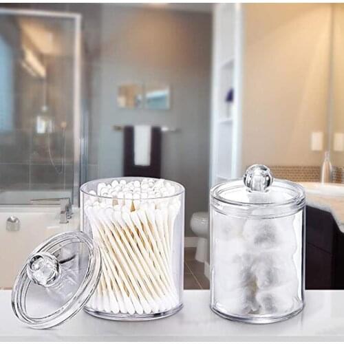 Makeup Organizer Storage Box Cotton Swab Cotton Pad Container Transparent Plastic Cosmetics Jewelry Case Bathroom Accessories