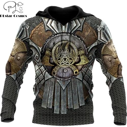 PLstar Cosmos 2021 Autumn Hoodies Viking Warrior Chain Armor 3D Printed Mens Sweatshirt Unisex Zip Pullover Casual Jacket DW653