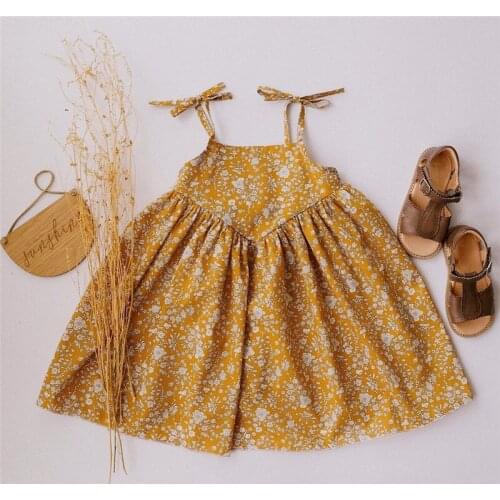 1-6Y Girls Dresses Fashion Toddler Baby Kids Girls Bandage A-Line Floral Princess Dress Children Holiday Casual Beach Dresses