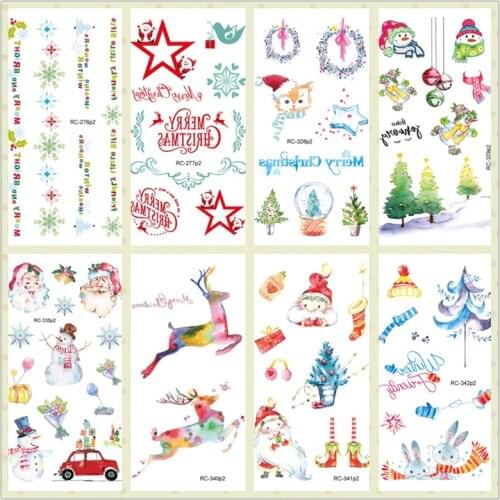 Rocooart Christmas Tattoo Sticker Taty For Children Body Art Waterproof Temporary Tattoo Sticker Kids Tattoo Fake Tatouage Santa