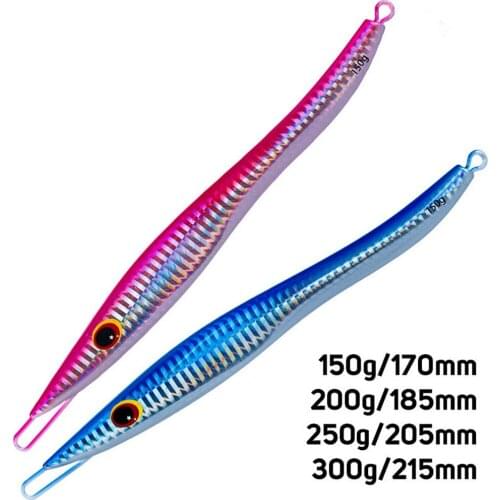 Fishing Lure Shore Jigging Metal Hardbait Artificial Bait Sinking Quickly Luminous 17-21.5cm 150-300g Shining Coating YE0191