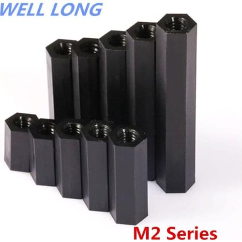 M2 Series Black Nylon column plastic isolation column hexagon straight through column double pass stud